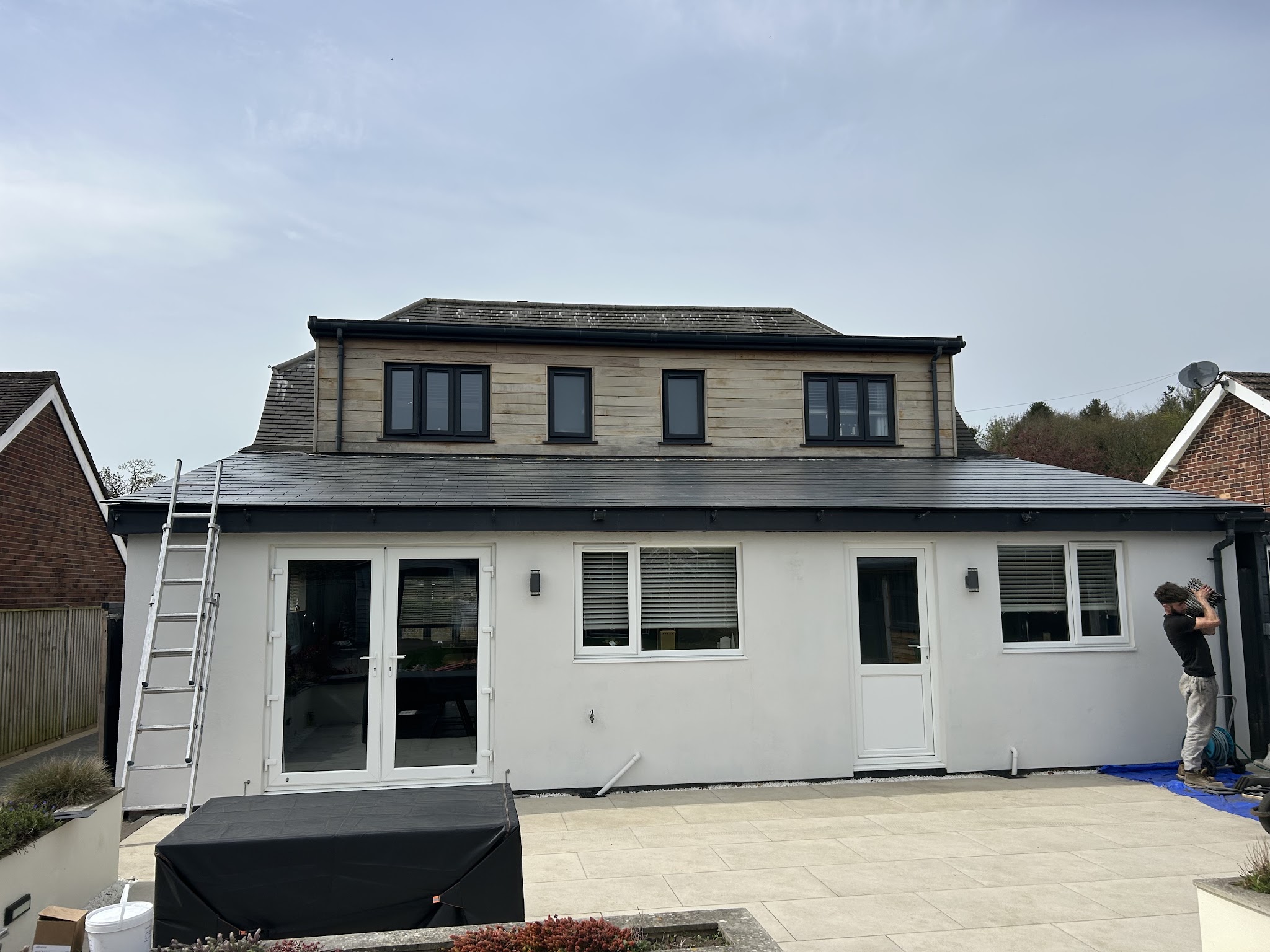 A finished rear extension with its new roof